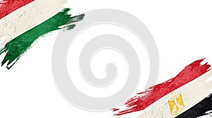 Flags of Hungary andÂ Egypt on White Background